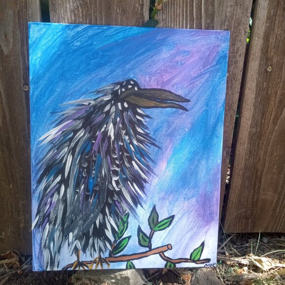 Crow Painting on Canvas - Picture 3 of 12